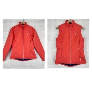 Zero Restriction Quilted Convertible Jacket Vest Women S Goose Down Golf Orange‎